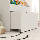 Qaba Kids Bookshelf with 3 Tier Display Shelves, Drawer for Nursery - White-Colour: White

