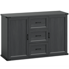 HOMCOM 47" Modern Sideboard Buffet Cabinet with Drawers & Storage Doors - Black Wood Grain-Features two cabinets and three drawers, offering ample classified storage space