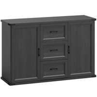 HOMCOM 47" Modern Sideboard Buffet Cabinet with Drawers & Storage Doors - Black Wood Grain-Features two cabinets and three drawers, offering ample classified storage space