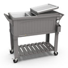 Permasteel 80 qt Furniture Style Patio Cooler with Divider - Dark Grey-Bottom shelf for additional storage 