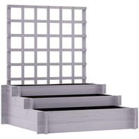 Outsunny 3-Tier Raised Garden Bed with Trellis for Climbing Plants - Grey-Back trellis for climbing plants

