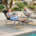 Outsunny Outdoor Lounge Chair - Folding Adjustable Reclining Chair - Black-Triple-folding chaise lounge with 5 angles to adjust