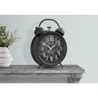 Monarch Specialties Clocks 12" Round Table Clock - Black -Made with quality plastic frame with a double bell design, features a non-ticking quartz movement for accurate timekeeping, ensuring you never miss a beat