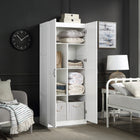 Manhattan Comfort Hopkins 29.61" Modern 7-Shelf Storage Closet - White-90° Open Door Style with European Soft Close Door Hinge