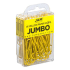 JAM Paper Colourful Jumbo Paper Clips - 2"- Yellow - 75 Pack-Size: 2 inches (Large/Jumbo) | Keep your stacks of paper organized with coloured paper clips