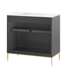 Modway Awaken 36" Bathroom Vanity - White/Black-Spacious Storage