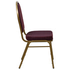 Flash Furniture HERCULES Series Dome Back Stacking Banquet Chair in Burgundy Patterned Fabric - Gold Frame-Stacks up to 15 Chairs High