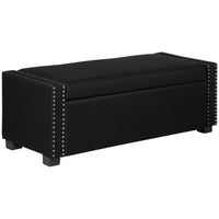 HOMCOM Modern Upholstered Flip Top Storage Ottoman Bench - Dark Grey-Neutral fabric fit right in with the mix and match decor