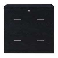Office Star Alpine 2-Drawer Lateral File Cabinet - Black-Locking top drawer