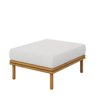 Modway Wren Outdoor Patio Teak Wood Ottoman - Natural/Sail-Solid Teak Wood