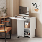 HOMCOM Drop Leaf Folding Dining Table with Drawer & Storage Shelves for 4-6 - White-Quality alloy steel hinges and control pins under the top provide strong support