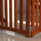 PawHut 4 Panel Foldable Dog Gate with Door - Brown-It can be easily folded to save space and storage 