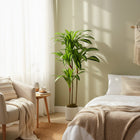 HOMCOM 4' Artificial Dracaena Tree - Green-Includes a stylish white planter, making it ready to display immediately 