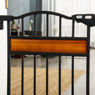 PawHut 29.1''-31.5'' Extra Wide Dog Gate with Cat Door - Black-Built-in cat door for a secure separation between your cats and dogs