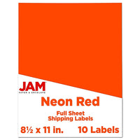 JAM Paper Full Page Labels, 8.5 x 11 Sticker Paper, Neon Red, 2 Pack (337628604g)-Size: 8.5" x 11"