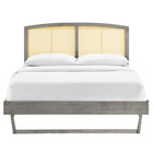 Modway Sierra Cane and Wood Queen Platform Bed with Angular Legs - Grey-Weight Capacity: 600 lb