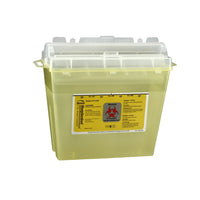 5-Quart Sharps Container Yellow - 32 Box (175040)-Rotating cylinder top allows hands-free disposal