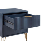 Manhattan Comfort DUMBO 20.07" Modern 2-Drawer Nightstand - Midnight Blue-Stylish Splayed Gold Metal Legs Adding Seamless Fashion Design and Durability
