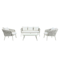 Backyard Lifestyles Nautique 4-Piece Conversation Patio Set - Natural-4 pc set includes: 1X Coffee Table, 2X Chair, 1X 3 seater Sofa.