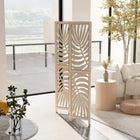 HOMCOM 3 Panel Palm Leaf Design Freestanding Room Divider for Home Office Bedroom - Natural Wood Finish-Materials: Paulownia Wood 

