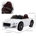 Aosom 12V Bentley GT Kids Electric Ride-On Car - White-Start smooth driving at low speed, which allow your child to timely response to unexpected situations 