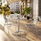 Flash Furniture 31.5'' Round Aluminum Indoor/Outdoor Table with 2 Slat-Back Chairs (TLH32RD017BCHR2)-Designed for commercial use