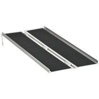 HOMCOM 5' Wheelchair Ramp with Non-Skid Layering - Silver-Sturdy and anti-corrosive aluminum alloy construction with super strength and durability 