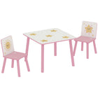 Qaba 3-Piece Kids Table & Chair Set for Boys & Girls Aged 3-8 - Pink-3-piece set with table and 2 chairs
