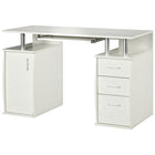 HOMCOM 47.2" Computer Desk with Keyboard Tray and Storage Drawers - White-Ample desktop space for writing, computer work, and other home office activities 