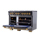 Kucht 48" KXD Series Dual Fuel Range Propane Gas - Gemstone-Heavy duty cast-iron cooking grates for serious heat allow movement of cookware from 1-burner to another without lifting