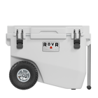 RovR RollR 60 Quart Wheeled Hard Cooler with Tow Handle - Powder-RollR 9’’ All-Terrain inflatable tires effortlessly glide over tough sand, dirt and grass