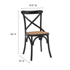 Modway Gear Dining Side Chair - Black - 2 Pack-Natural rattan seat