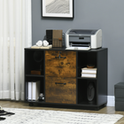 Vinsetto Mobile Lateral Filing Cabinet with Lockable Drawer - Rustic Brown-4 open shelves to store your office supplies 