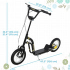 Aosom Youth Kick Scooter with 12'' Inflatable Rubber Wheel - Black-37.5"(80-85cm), suitable for children 5+ 