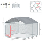 PawHut Outdoor Dog Kennel with Waterproof UV-Resistant Cover - 7.5' x 7.5' x 5.7' - Silver-Top canopy offers protection from the rain and sun 
