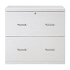 Office Star Alpine 2-Drawer Lateral File Cabinet - White-Locking top drawer