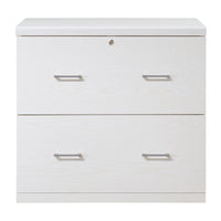 Office Star Alpine 2-Drawer Lateral File Cabinet - White-Locking top drawer