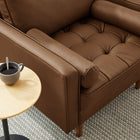 Modway Valour Tufted Vegan Leather Accent Armchair - Brown-Dense Foam Padding