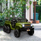 Qaba 12V 7A Kids Electric RC Car w/ 4WD/2WD Switch - Green-Shock-absorbing suspension and soft start brings a smooth ride on varied flat terrains 