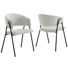 Modway Nella Upholstered Heathered Chenille Dining Chairs - Newsprint/Black - 2 Pack-Set of 2 Accent Dining Chairs