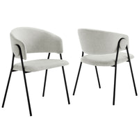 Modway Nella Upholstered Heathered Chenille Dining Chairs - Newsprint/Black - 2 Pack-Set of 2 Accent Dining Chairs