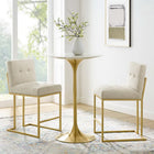 Modway Privy Gold Stainless Steel Upholstered Fabric Counter Stool - Gold Beige - Set of 2-Soft Polyester Fabric Upholstery