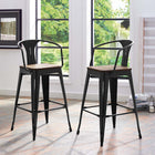 Modway Promenade Bar Stool - Black - Set of 2-Powder Coated Steel