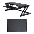 Rocelco DADR+MAFM Deluxe Extra-Wide Adjustable-Height Sit/Stand Desk Riser with Medium Anti-Fatigue Standing Mat, Black-The Rocelco DADR sits on top of your existing desk. It provides an adjustable height 37.4" x 20.5" desk that easily holds 2 or 3 monitors. Gas springs hold up to 50 lbs.