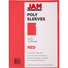 JAM Paper Plastic Sleeves - 9" x 12" - Red - 12 Pack-Size: 9 x 11.5 inches (Fits Standard Documents)