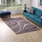 Modway Therese Abstract Swirl Area Rug - 5 ft W x 8 ft L - Charcoal Black/Ivory-Tight Low Pile Weave
