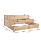 Outsunny 3-Tier Raised Garden Bed - 49" L x 49" W x 22" H - Natural-Stepped design enables plants to fully enjoy the sunshine 