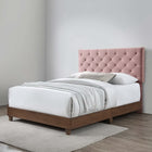 Modway Rhiannon Diamond Tufted Upholstered Performance Velvet Queen Bed - Walnut Dusty Rose-MDF and Wood Construction