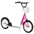 Aosom Kick Scooter for Kids Teen with Adjustable Handlebar 2 Brakes Basket - Pink-Wide textured foot deck to keep your feet in place and maintain balance 