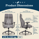 La-Z-Boy Renzo Task Office Chair - Grey-360° dual wheel casters for smooth movement over most carpet types. Not recommended for use on tile or hardwood floors